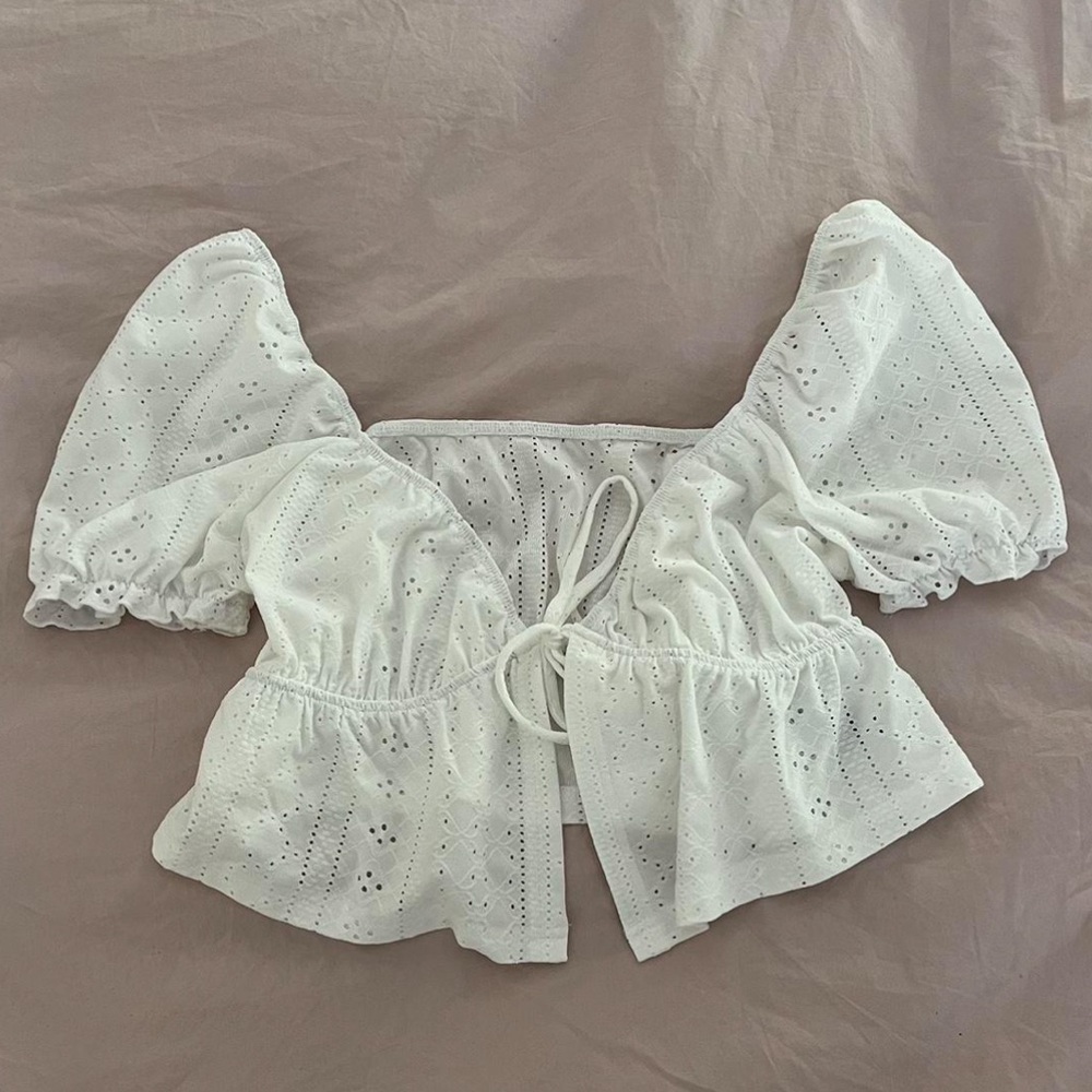 Tie front baby doll cropped top